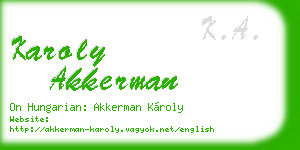 karoly akkerman business card